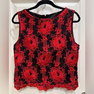 Alice & Olivia Skieler Silk Embroidery Floral Top            Sz S